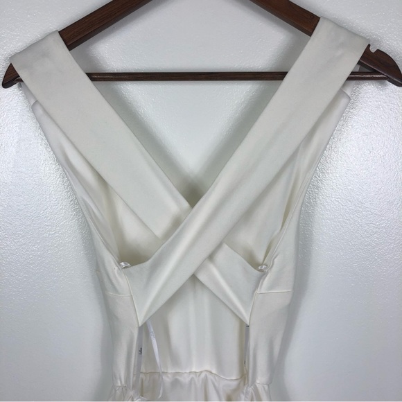 Lulus Going Steady Criss Cross Open Back Skater Ivory Mini Dress Size Medium - Picture 13 of 13